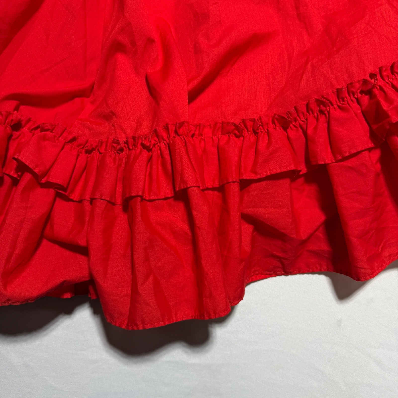 Partners Please Malco Modes Red Square Dance Skirt Size M Tiered Ruffle Vtg