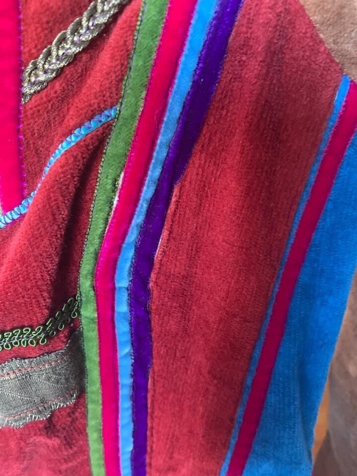 Vtg 60’s-70’s Corduroy Patchwork Renaissance Revival Prairie Dress