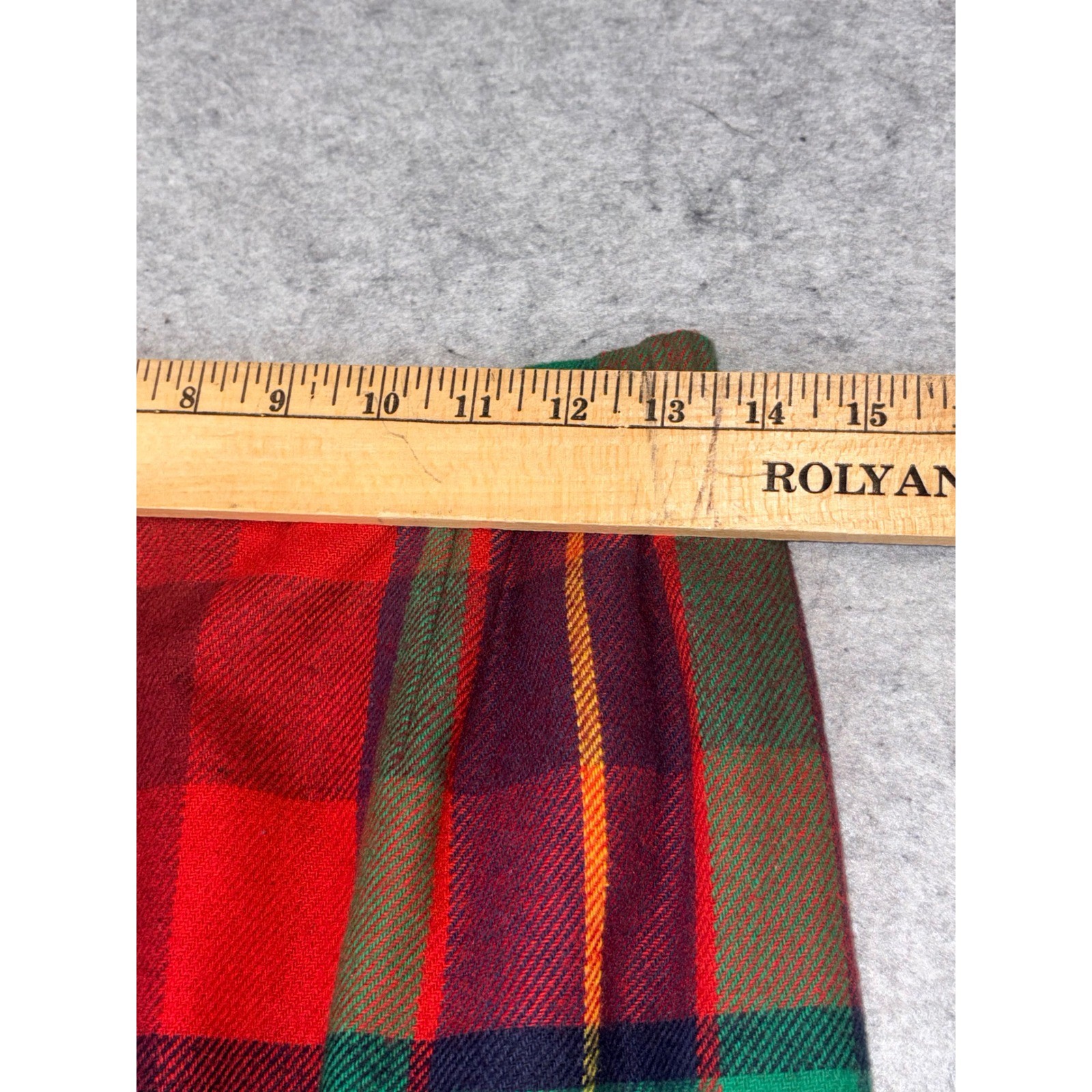 Vintage Wool Plaid Kilt 10 Skirt Red Green Blue Tartan Pleated Midi Buckle Side