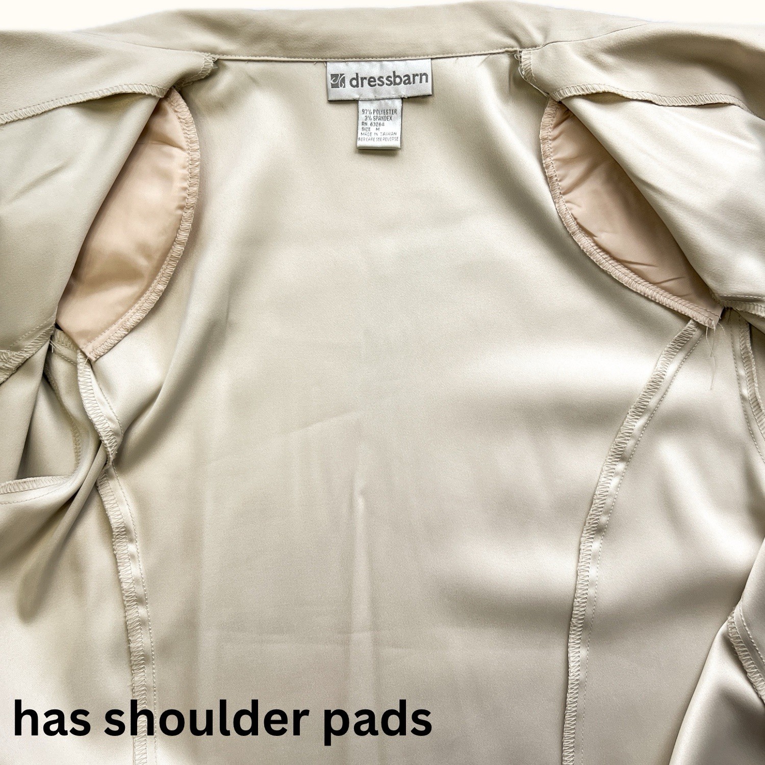 Vintage Dressbarn Beige Pant Suit Set Womens Medium Career Y2K Minimalist Office