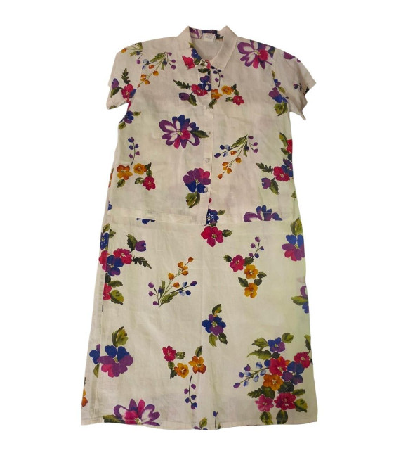 Vintage 90s Hot Cotton Floral Linen 2 Piece Matching Skirt Set M Made in the USA