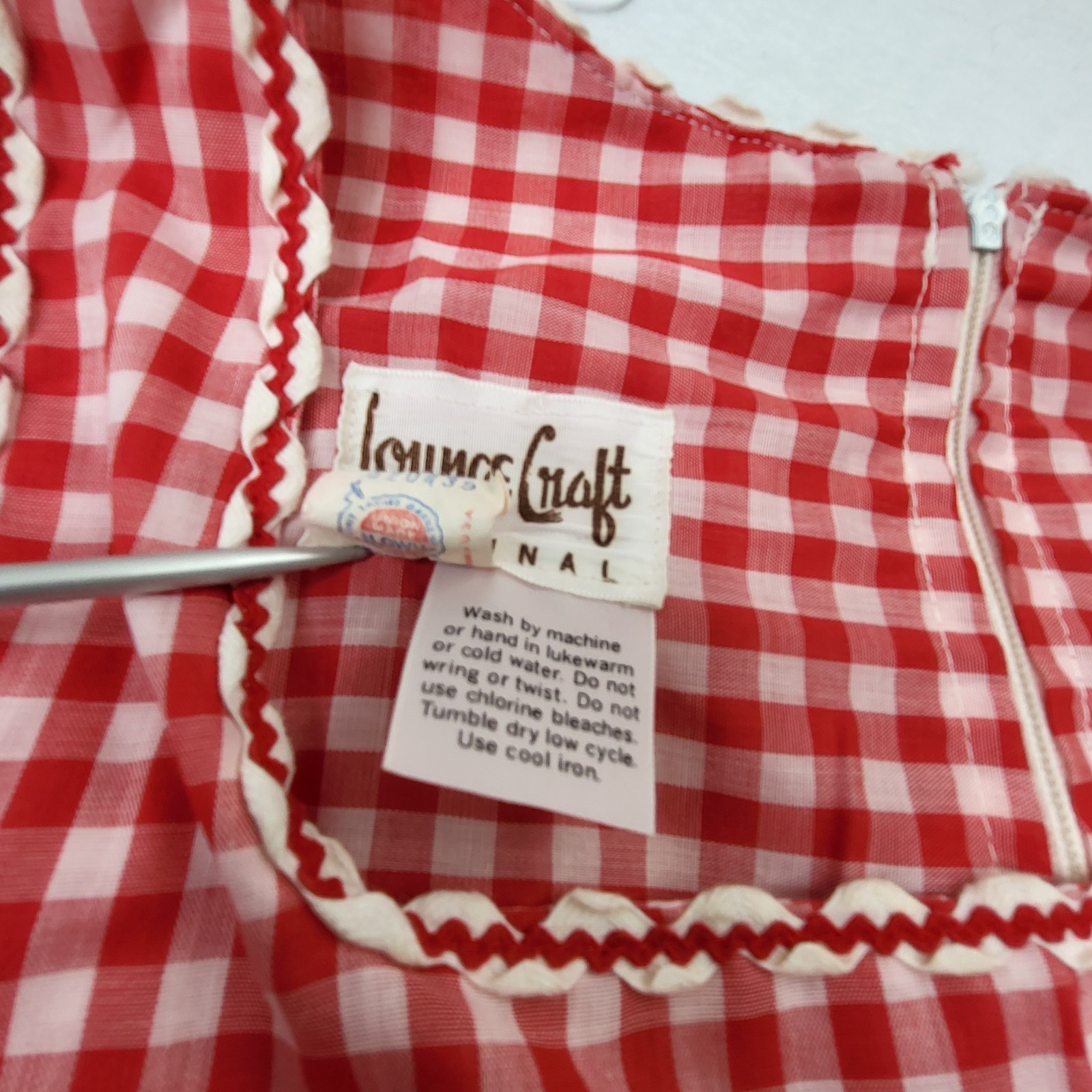 Vintage LOUNGE CRAFT Gingham Red Medium Day Dress Duster Sleevless Union Made