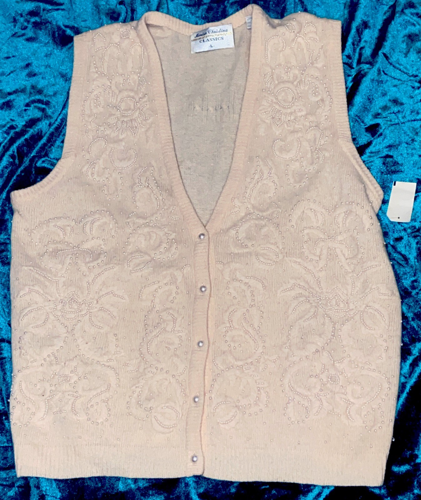 Vtg CROWLEY’S MARISA CHRISTINA Beaded Lambswool Cardigan Sweater Vest NWT/NEW