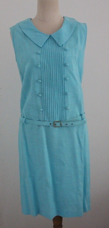 Vintage 1950’s aqua blue St. Mark Kotara pinafore dress matching belt size AU8