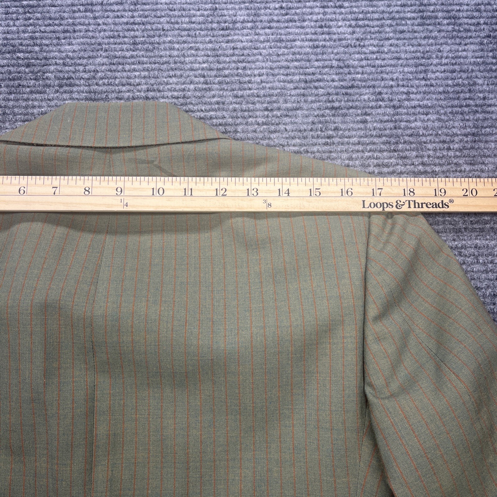 Vtg 70s Green Red Pinstriped Sport Coat Deconstructed Face Graphic 38R Lyncraft