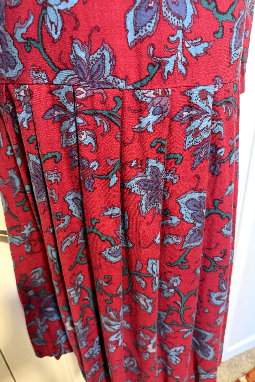 VTG 80’s LAURA ASHLEY DEEP PINK FLORAL W/ LACE COLLAR DROP WAIST DRESS SZ 10