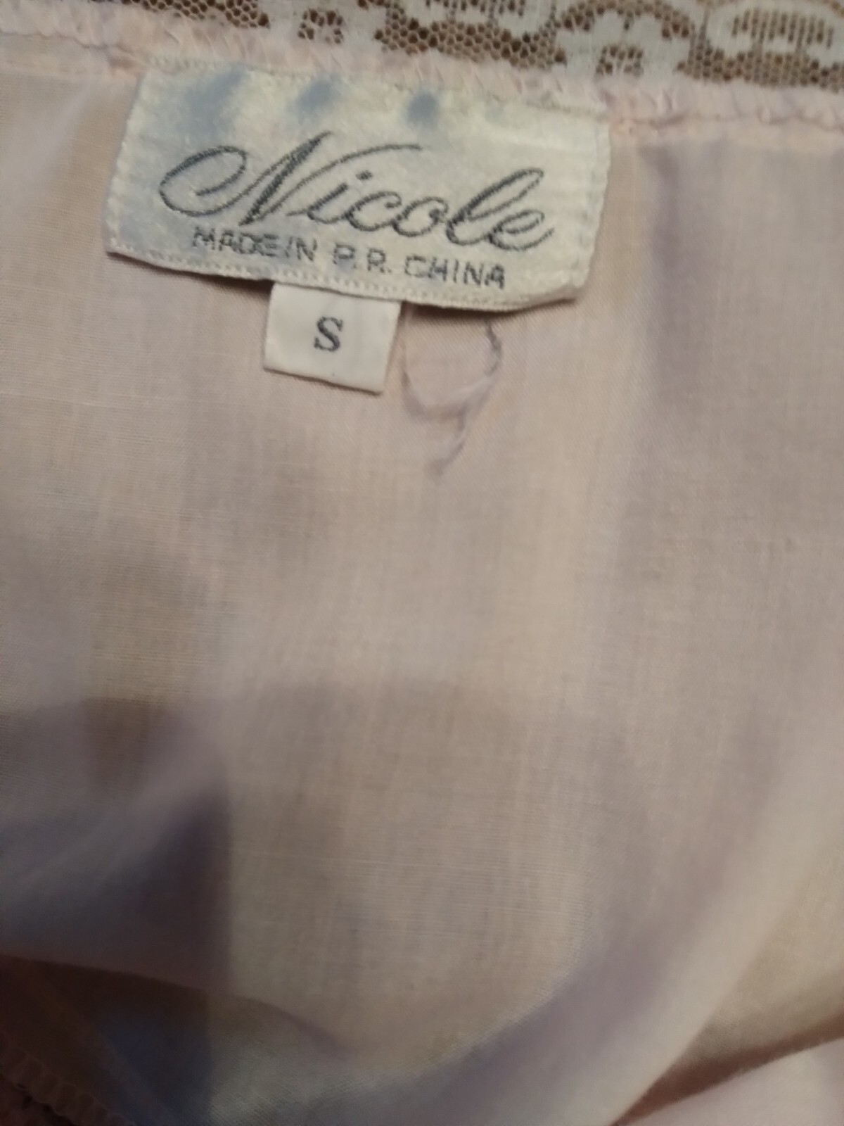 Vintage Nicole Pink Cotton Blend Gown Lace and Embroidery Bodice/sm