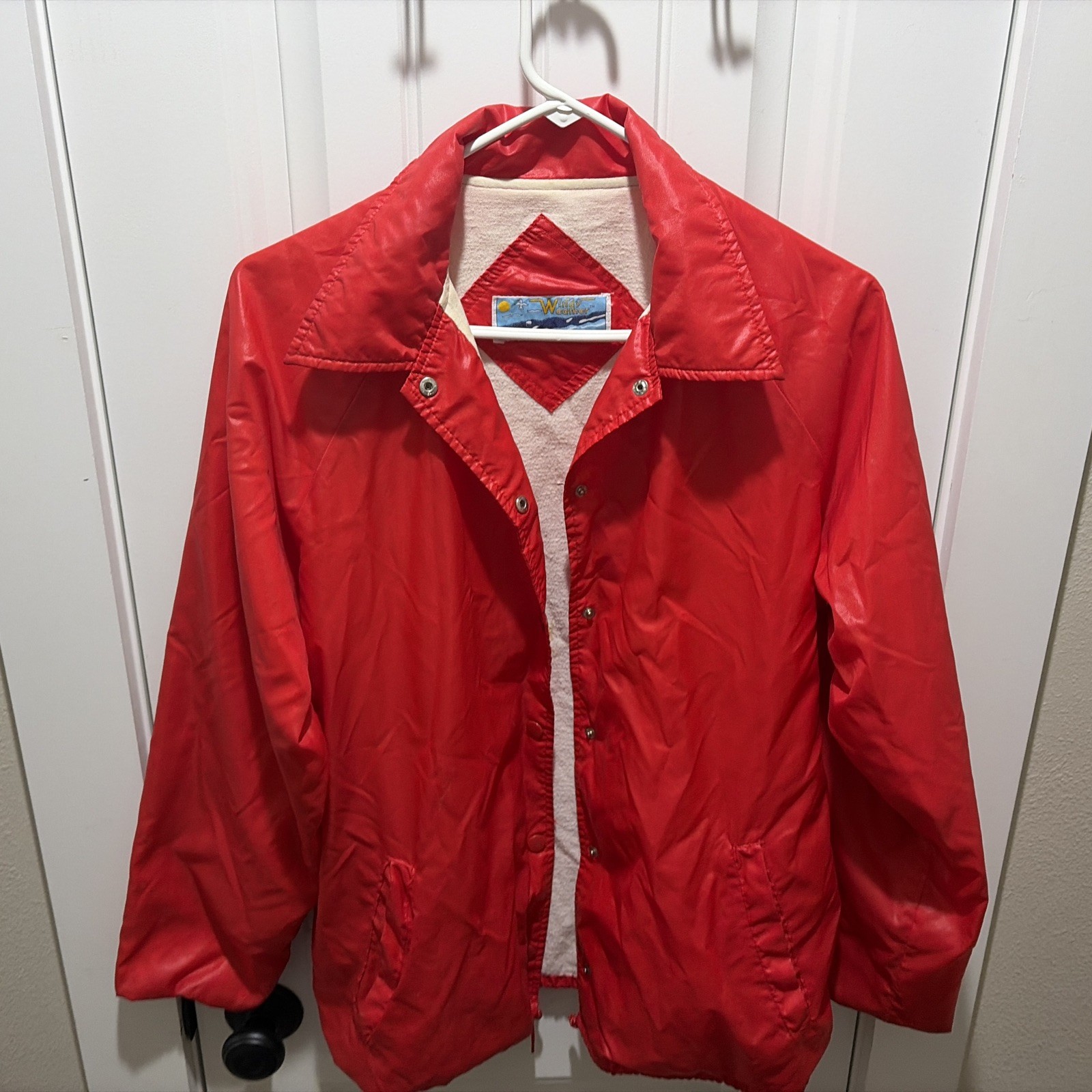 Vintage 1980’s Womens Large Windy Weather Rain Jacket Retro Coat Windbreaker