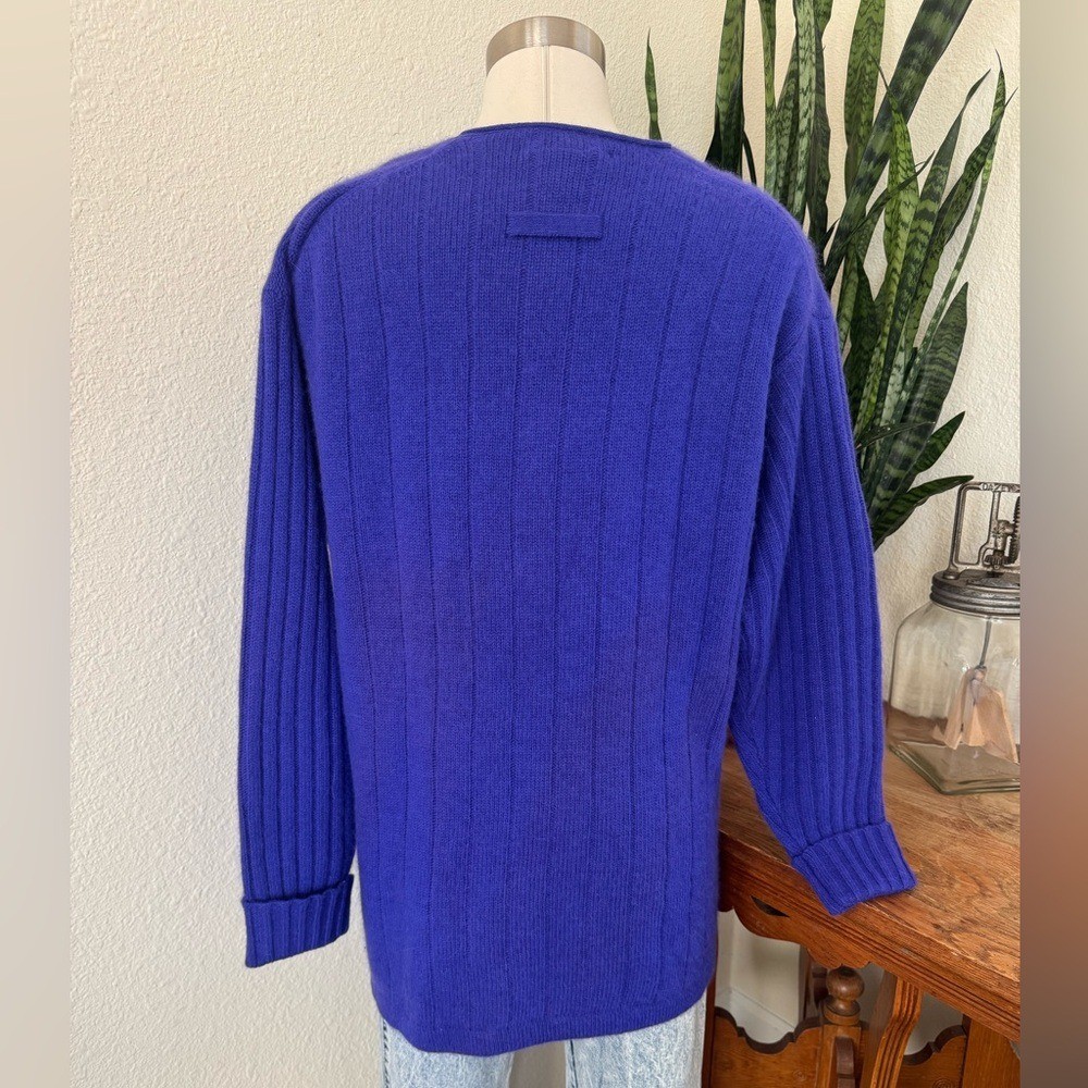 Vintage Lambswool Angora Cable Knit Sweater – Royal Purple layers Large