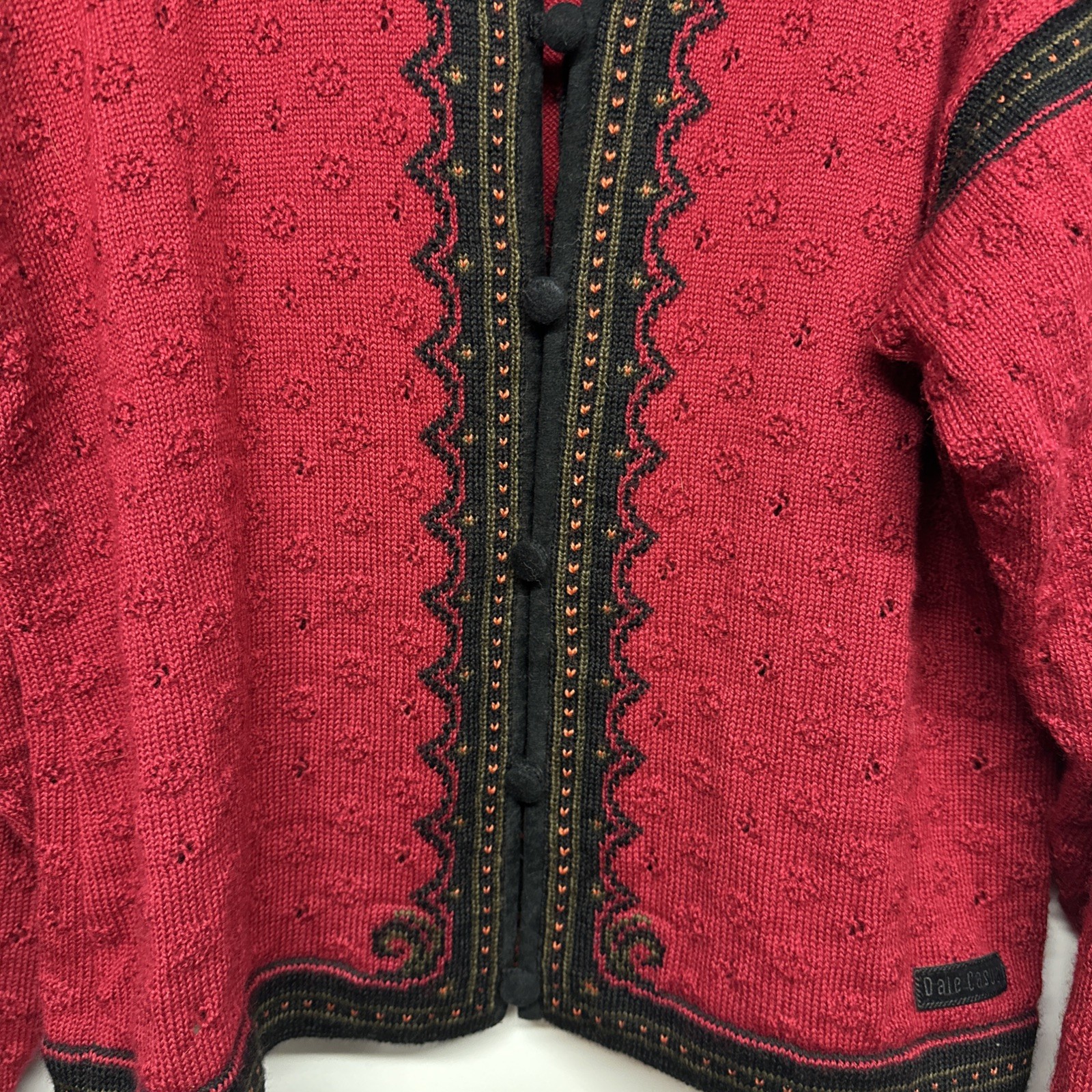 Women’s Dale Norway Red 100% Wool Sweater Ladies Large L Cardigan Dale Casual