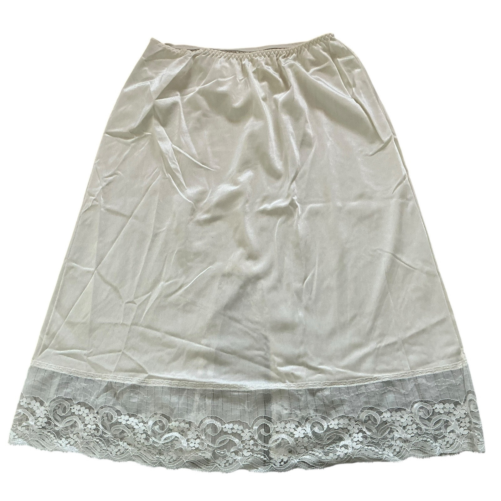 Vintage Vasarette Half Slip Skirt Ivory Lace Trim Size Small (metric 90)