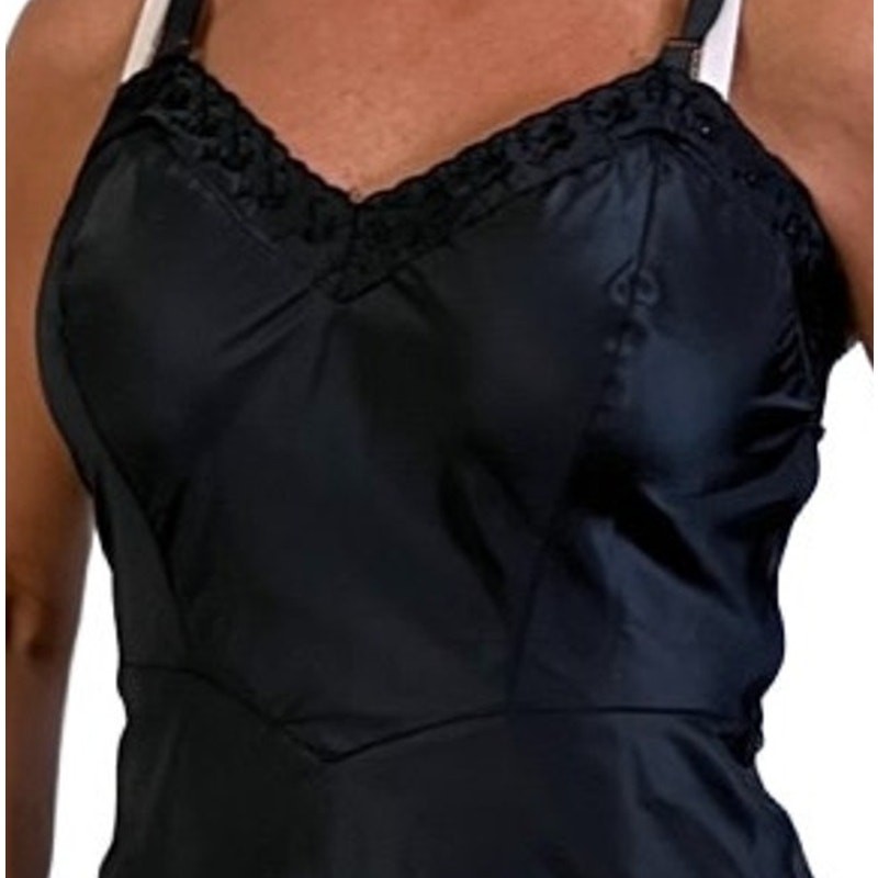 VTG 1950s Barbizon Black Tafredda Noisy Taffeta Slip Ariel Sz S