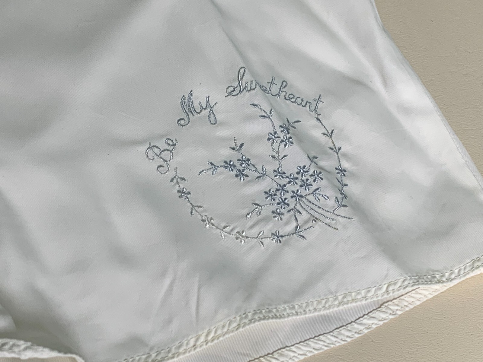 Vintage 1930s Silky White Satin Rayon Embroidered Step Ins Side Button Tap Pants
