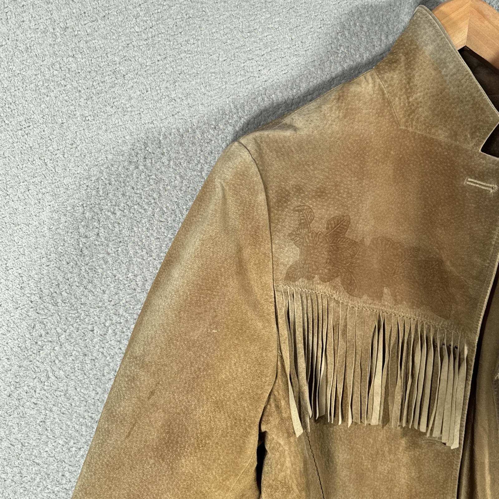 Vintage Ralph Lauren Suede Fringe Jacket Womens Large Brown Western Cowgirl FLAW
