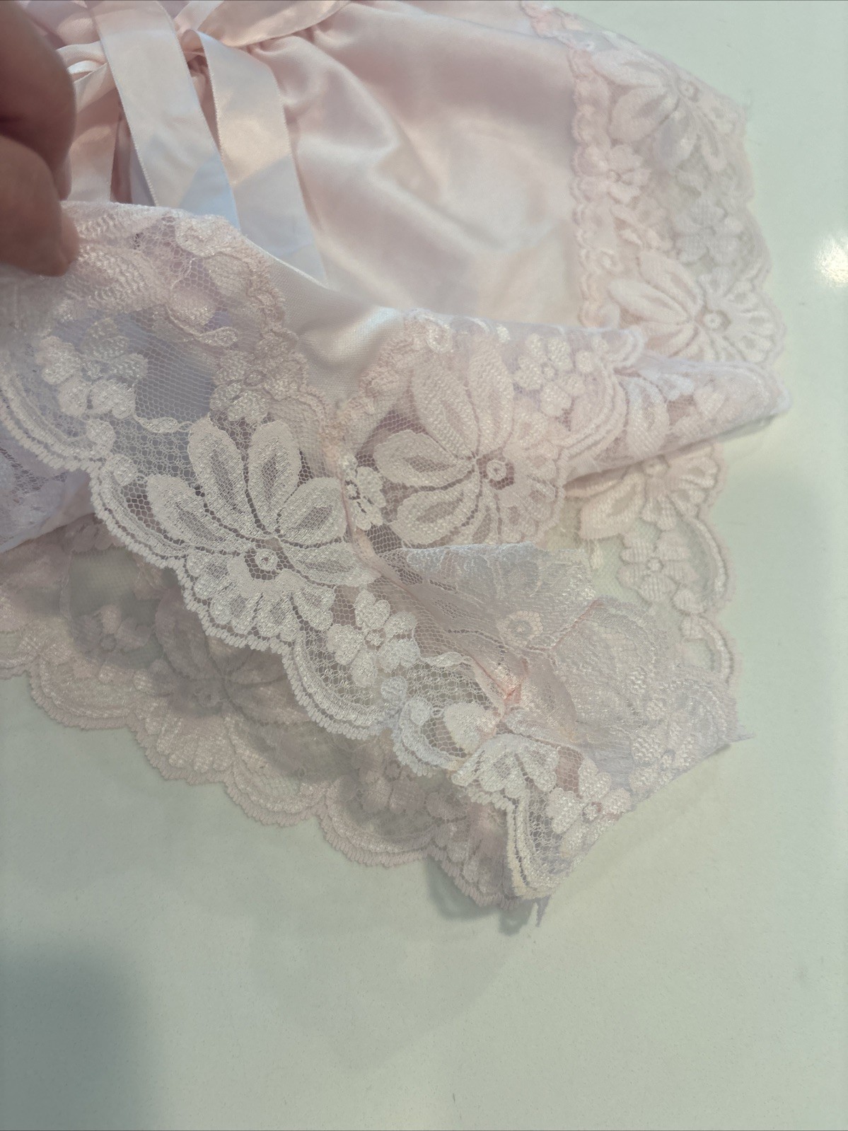 Dolores Poirette Vintage ILGWU Pink Lace Teddy Romper Bodysuit Sz Small