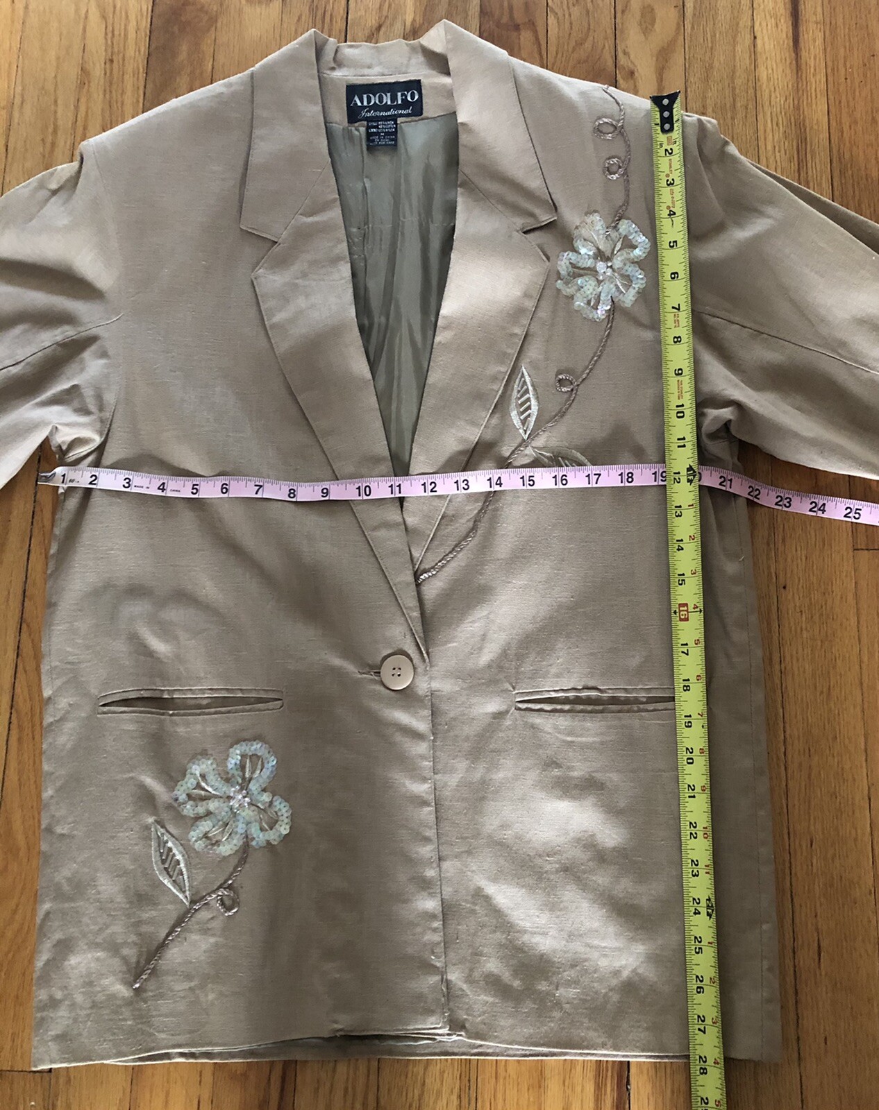 VINTAGE LINEN ADOLFO 80s PADDED EMBROIDERED WESTERN SEQUINS BLAZER JACKET SZ M