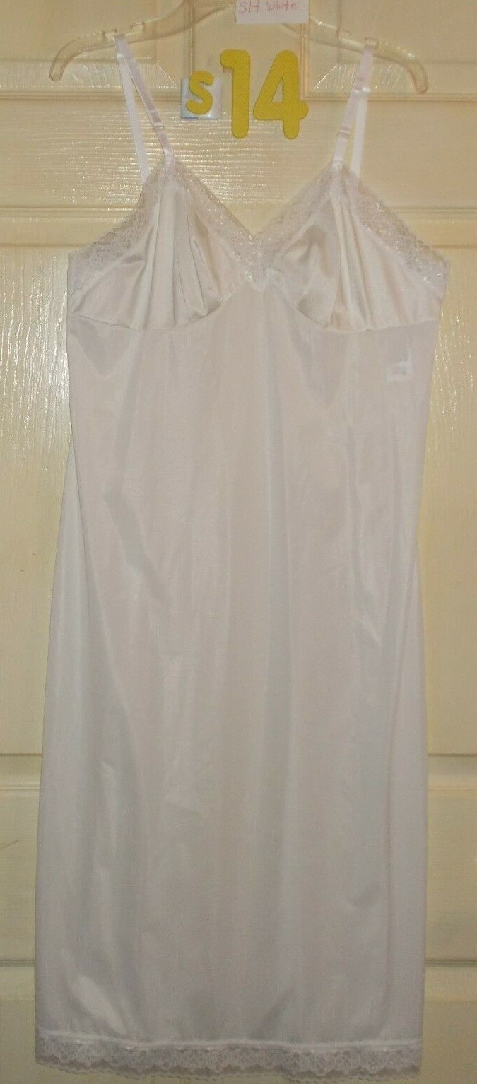 Womens FULL SLIP White Ivory Beige Navy or Black Sm Med Lrg XL Nylon / Cotton