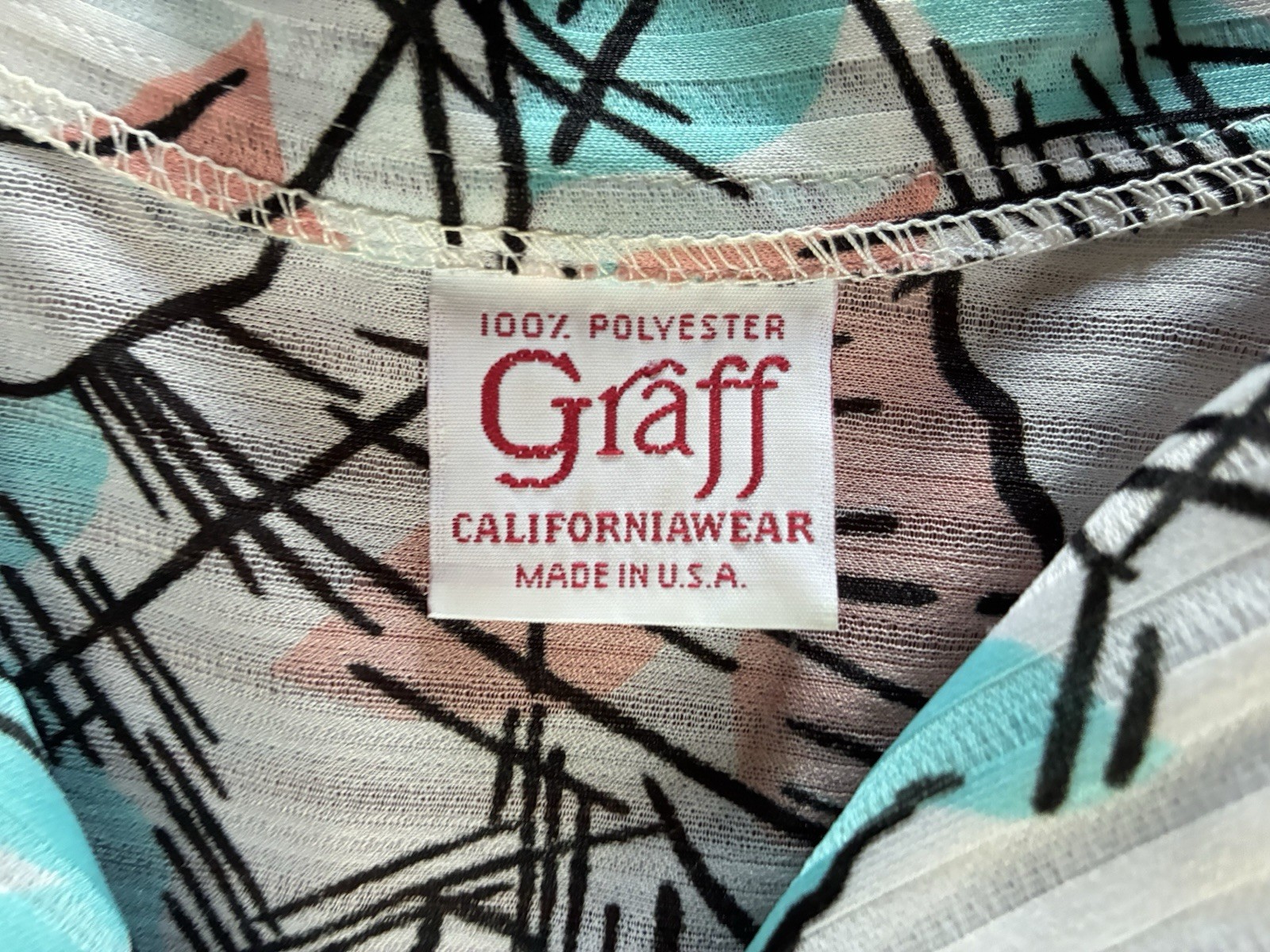 Vintage 80s Graff California Wear Abstract Floral Blouse Grandma Core M USA Made
