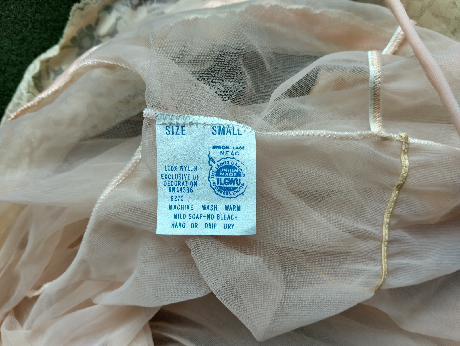 Vintage 1960s Sheer Pink Nylon Robe – Lace & Satin Ribbon – Size Small