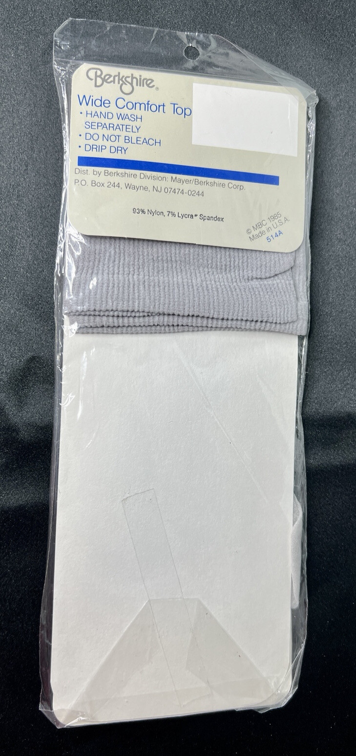 Vtg Berkshire Pale Gray Knee-Hi Sheer Stockings Sandalfoot 1985 Womens Sz 8.5-11