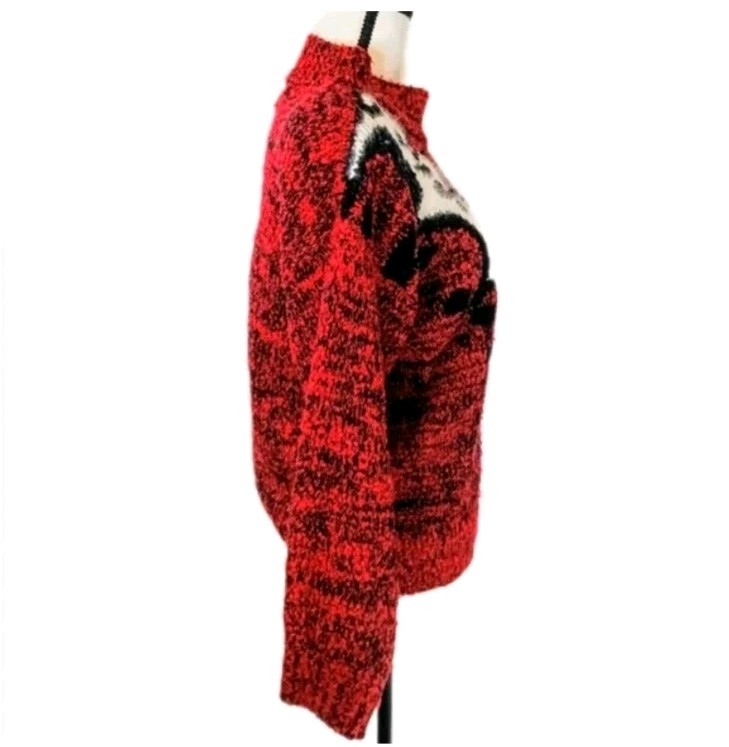 Vintage 80s Spice of Life Red Fuzzy Chunky Long Sleeve Knitted Sweater Size L