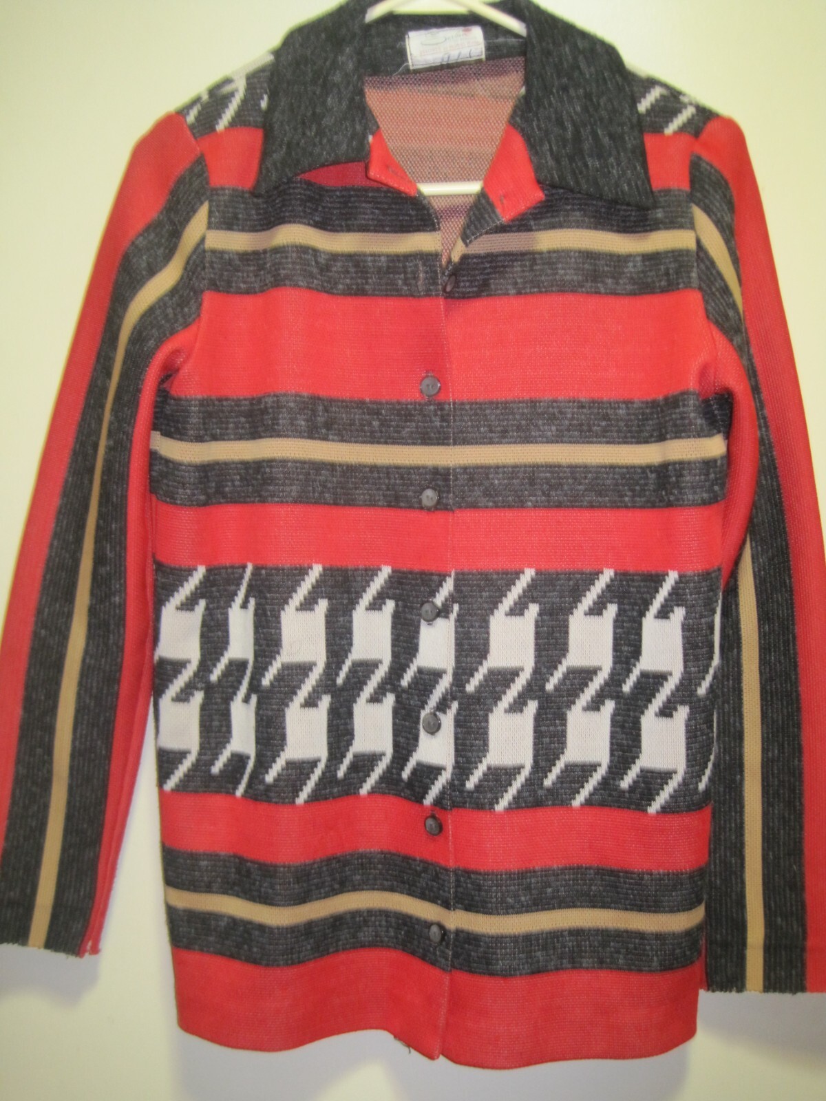 1960-70S Serbin of Florida DESIGNED BY Muriel Ryan STRIPED KNIT CARDIGAN SZM- L?