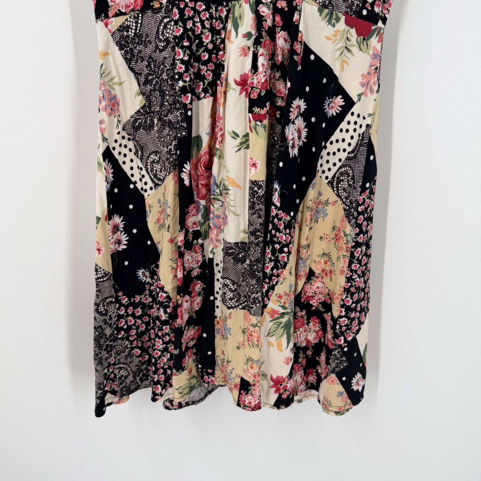 Vintage Jody California Patchwork Floral Dress 11 Medium USA Made Boho Prairie
