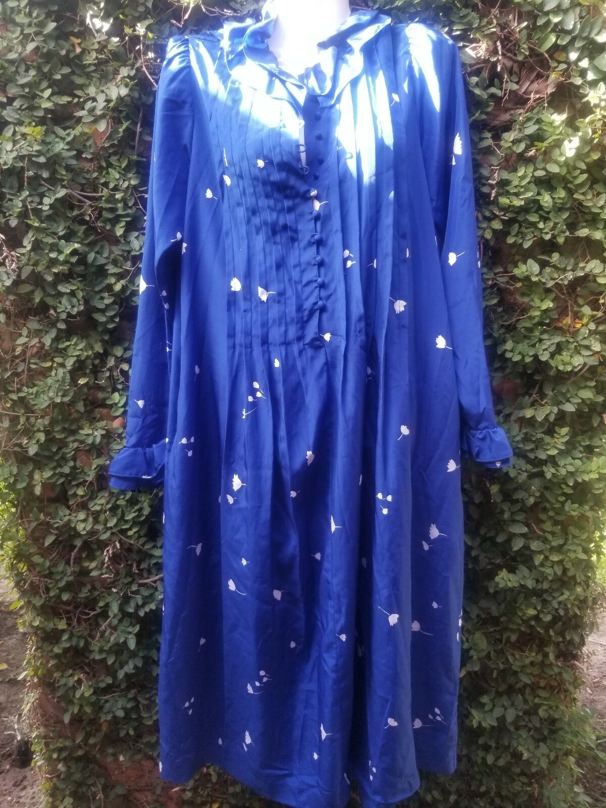 FLORA KUNG Designer 80s vintage royal blue/ white floral printed dress Size 14
