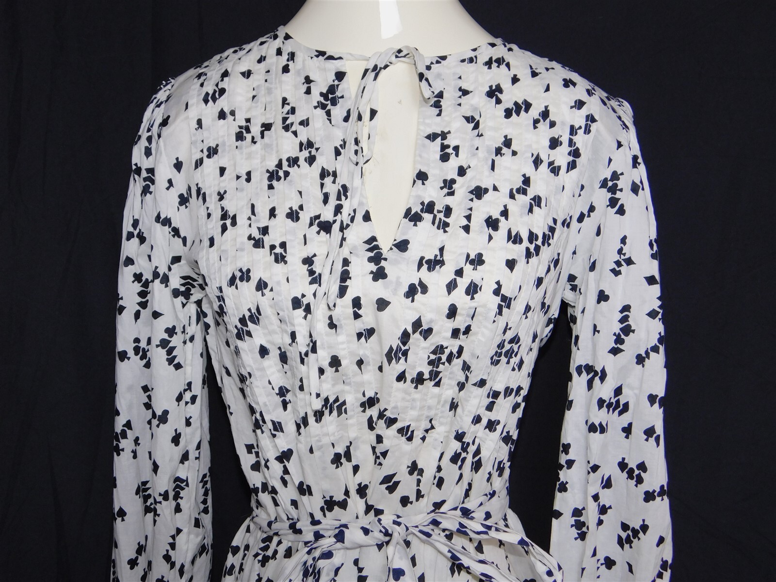 Vtg Stanley Sherman Black White Playing Card Suit Long Sleeve Dress Size 10
