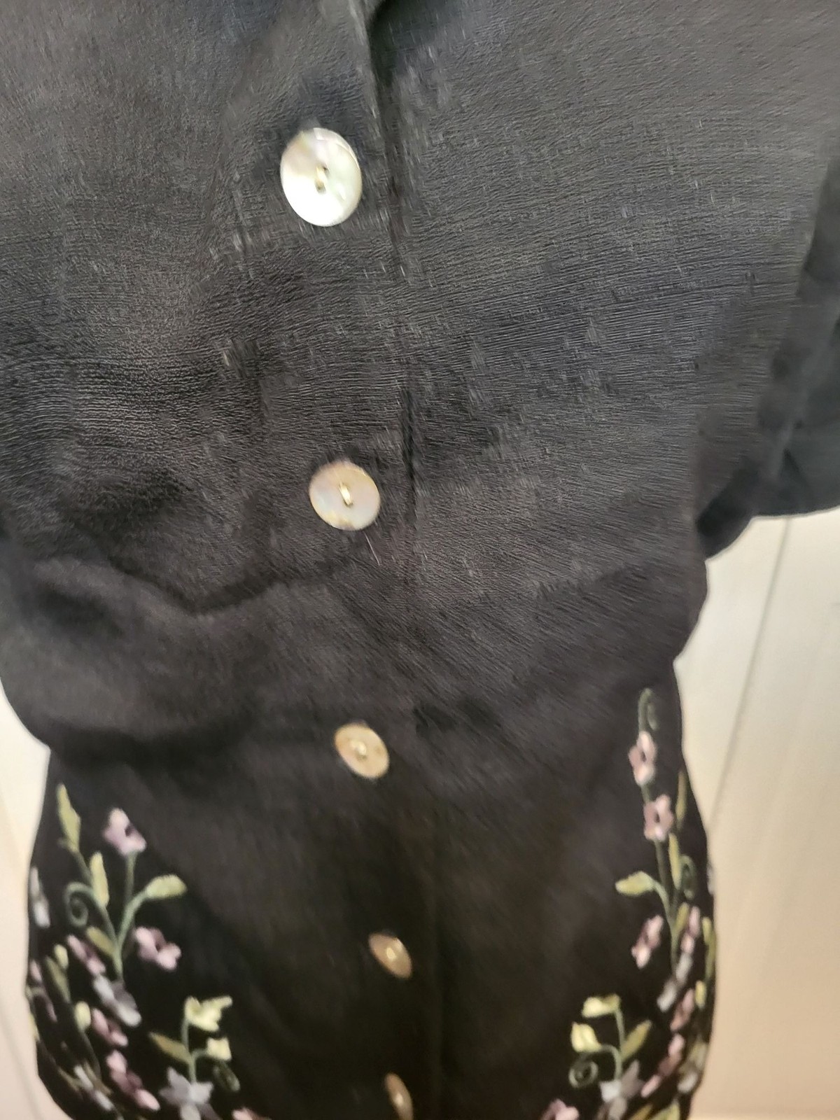 Studio 1 Vintage 90s Black Embroidered Button Up 16 Dark Cottage Whimsygoth