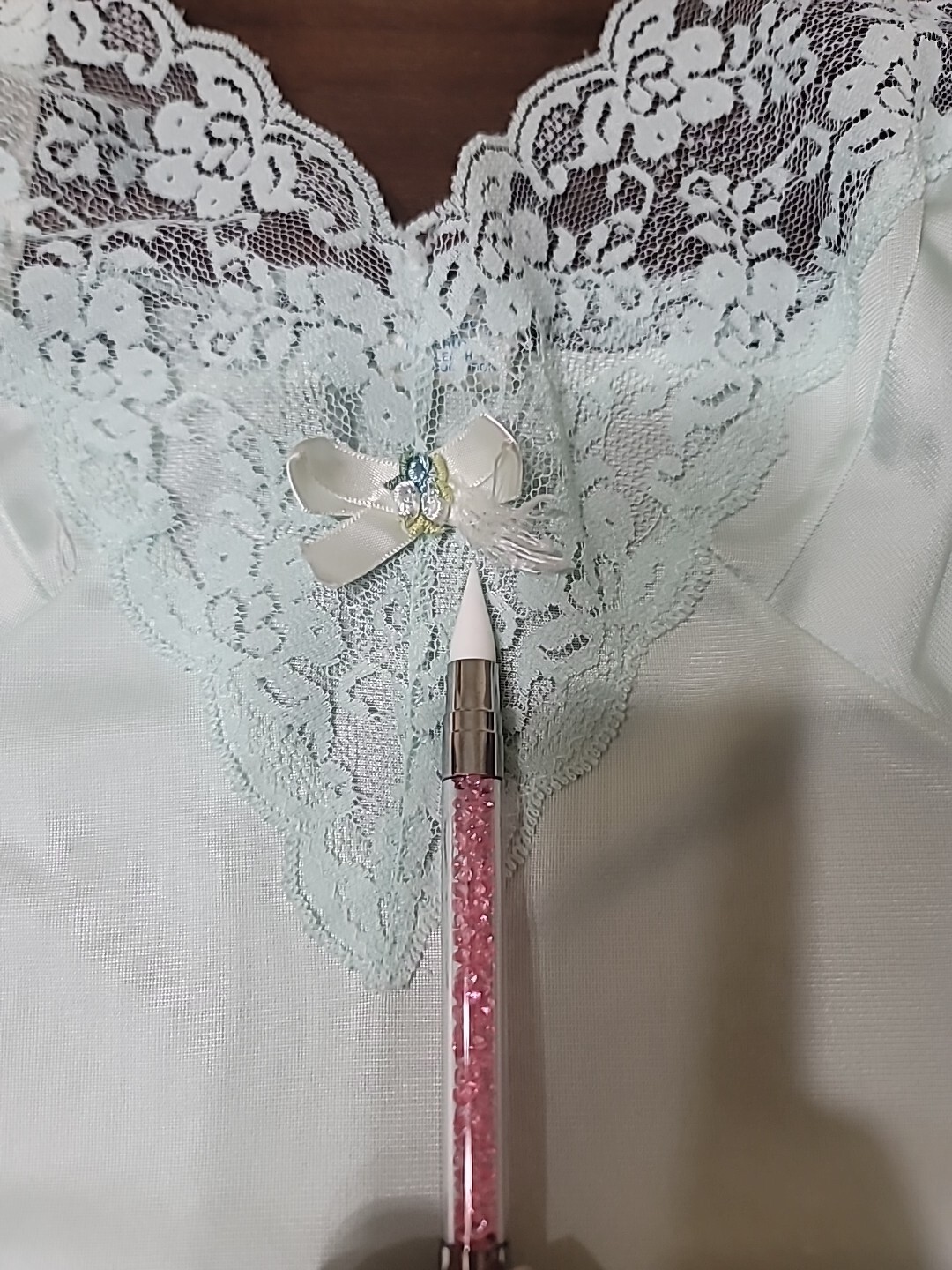 Vtg Sliperfection Full Slip Dress Lingerie Mint Non Cling Nylon Lace 34 READ