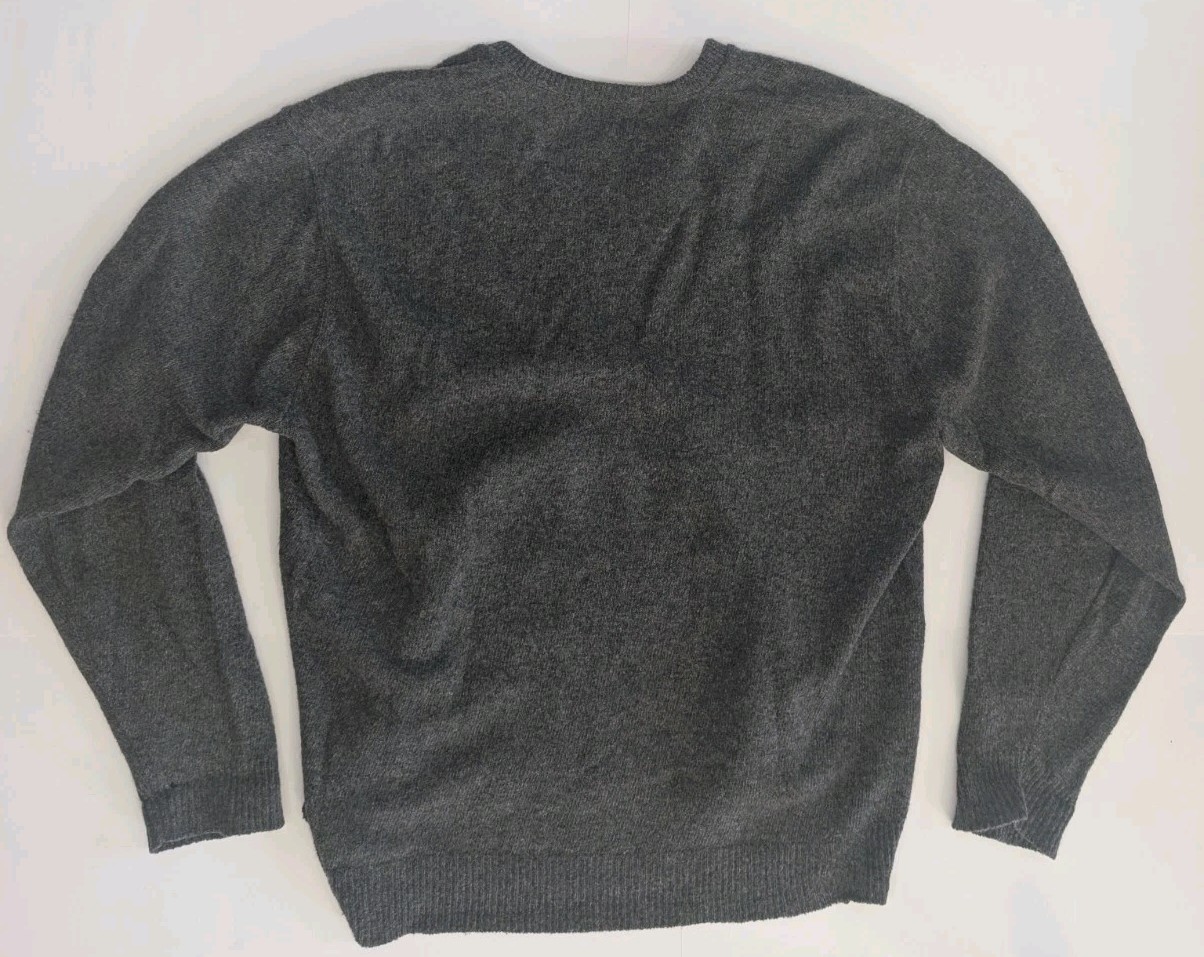 Vintage 1950s Welgrume V-neck XL Lambs Wool Sweater USA Sportswear Grey Made USA