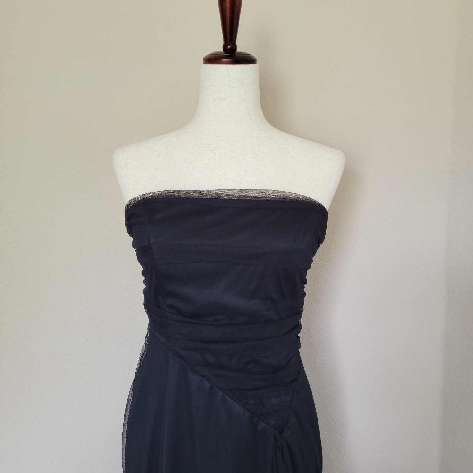 Vtg Strapless Black Maxi Dress S Whimsigoth Goth Tulle Y2K Dark Romantic Vamp