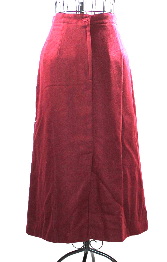 Vintage Sag Harbor Marina Pappas Wool Blend Skirt – Dark Red / Burgundy NOS