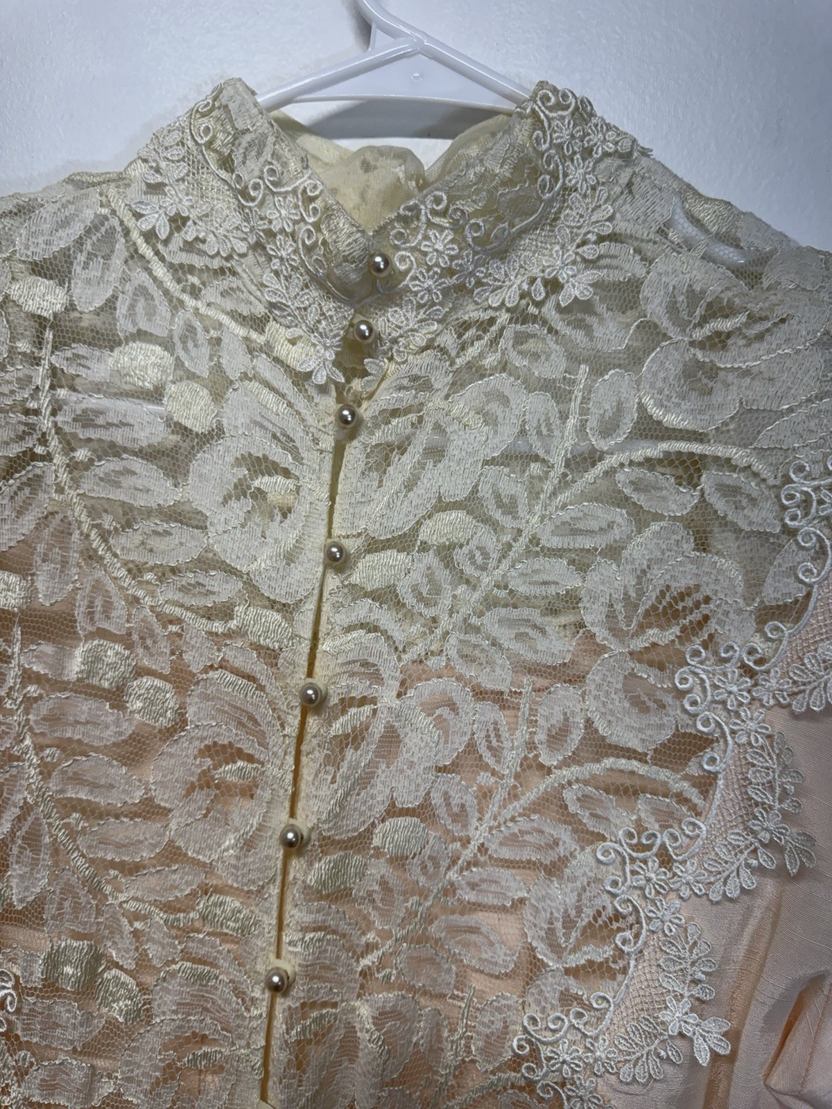 Miss Ashlee VTG Y2K Cottagecore Pink Lace Collar Tea Dress 70s Pearl Buttons