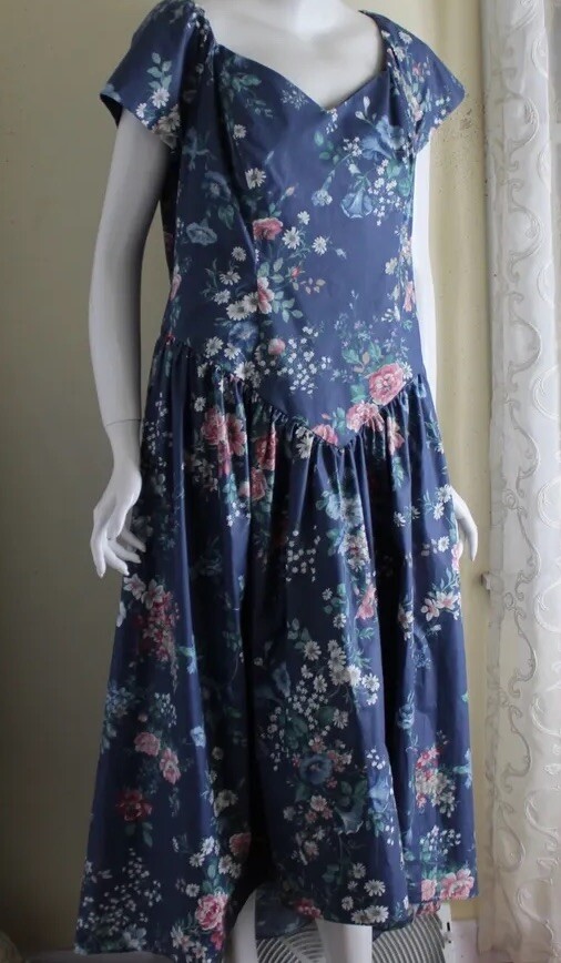 Maiden’s Voyage 1980s Vintage Garden Party Full Ball Floral Gown Dress XL 14 16