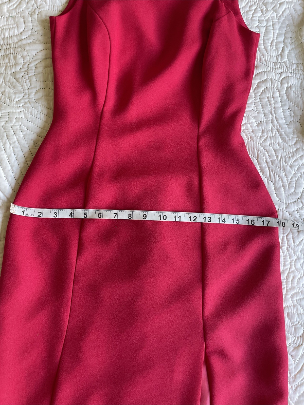 90s Minimalist Size AU 8 XS Red One Shoulder Silver Chain Evening Dress Y2K EUC