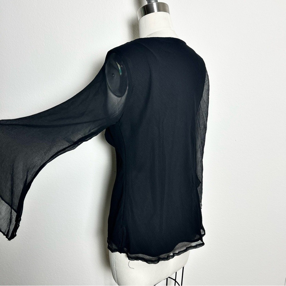 Vintage NYC Design Co. 100% Silk Black Embroidered Blouse Size S