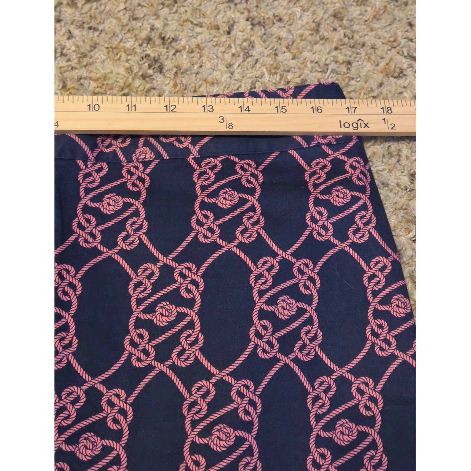 Vineyard Vines Nautical Rope Print Skirt Women’s Size 8 Blue Pink Back Zip Up