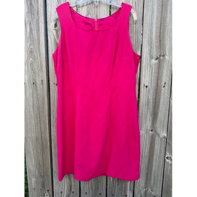 Vintage CDC Petites Dress Women 10 Hot Pink Shift Sleeveless Square Neck PAK344