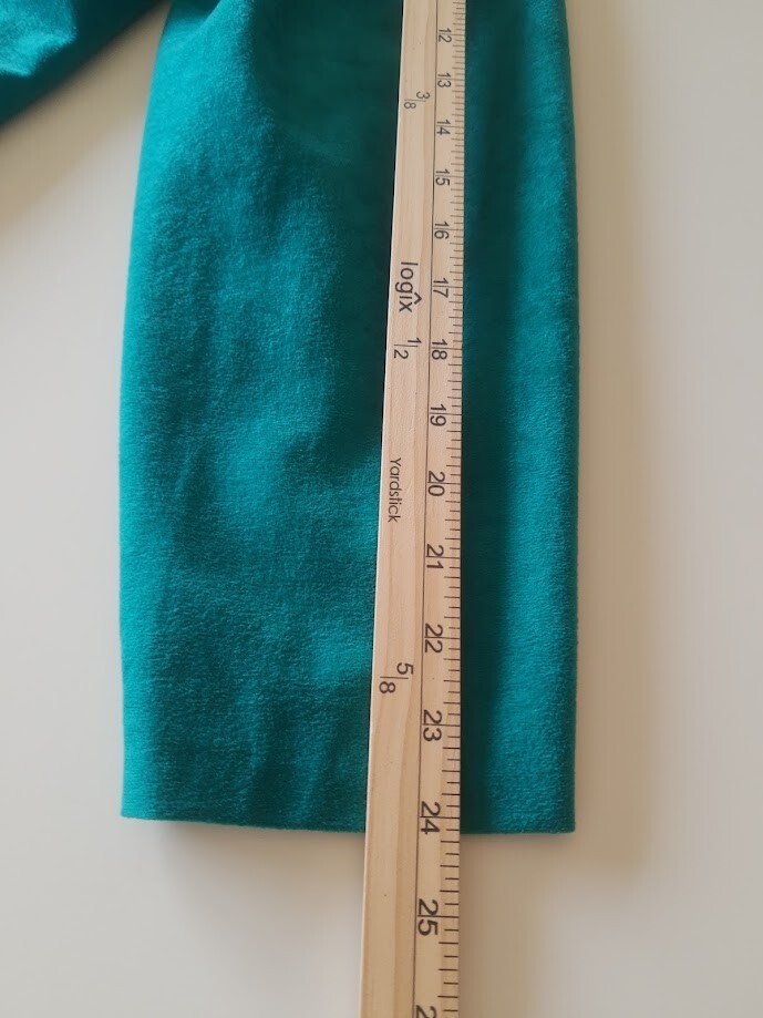 Vtg Donovan Galvani 70s 80s Teal Green Faux Suede 2-Pc Skirt Jacket Suit 14
