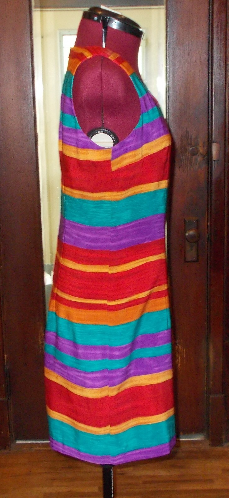 VTG 1990s Jessica Howard Multi-color Stripe Mini Dress Size Petite 10 USA ^