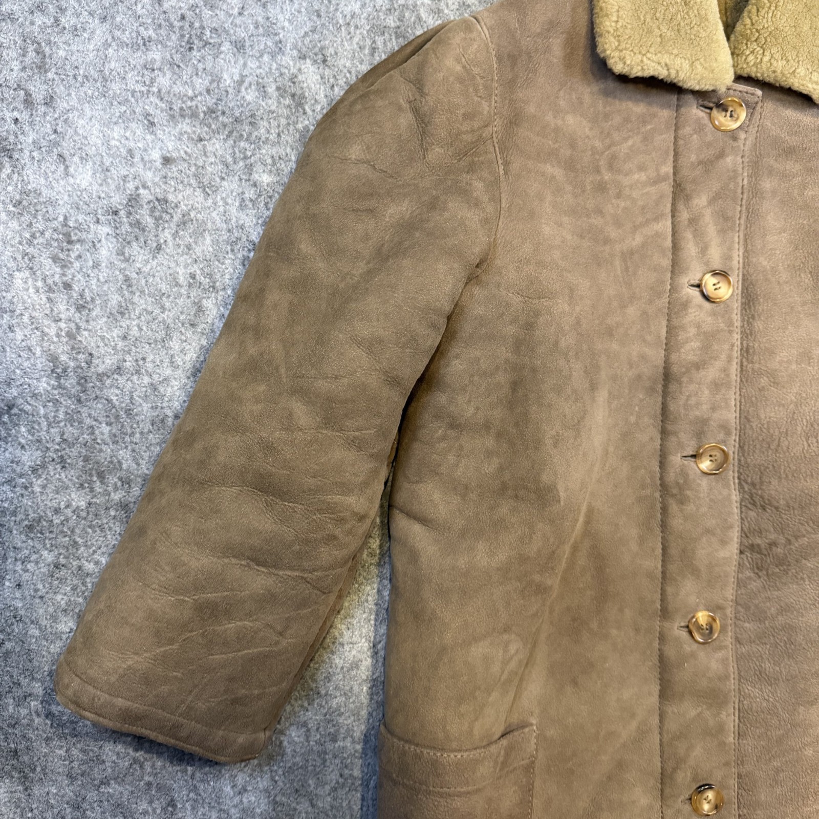 Vintage Sawyer Of Napa Abercrombie Lambskin Shearling Wool Lined Coat 12
