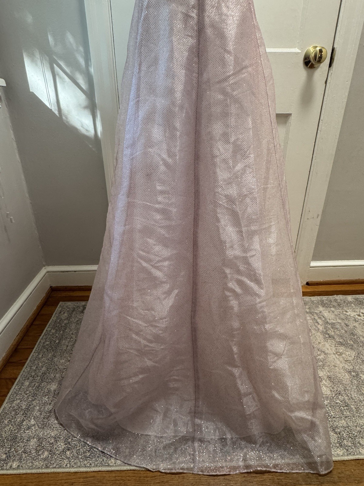 Vtg Roberta Pink Glitter Gown Y2K Strapless Shimmer Prom Dress Made in USA 5/6