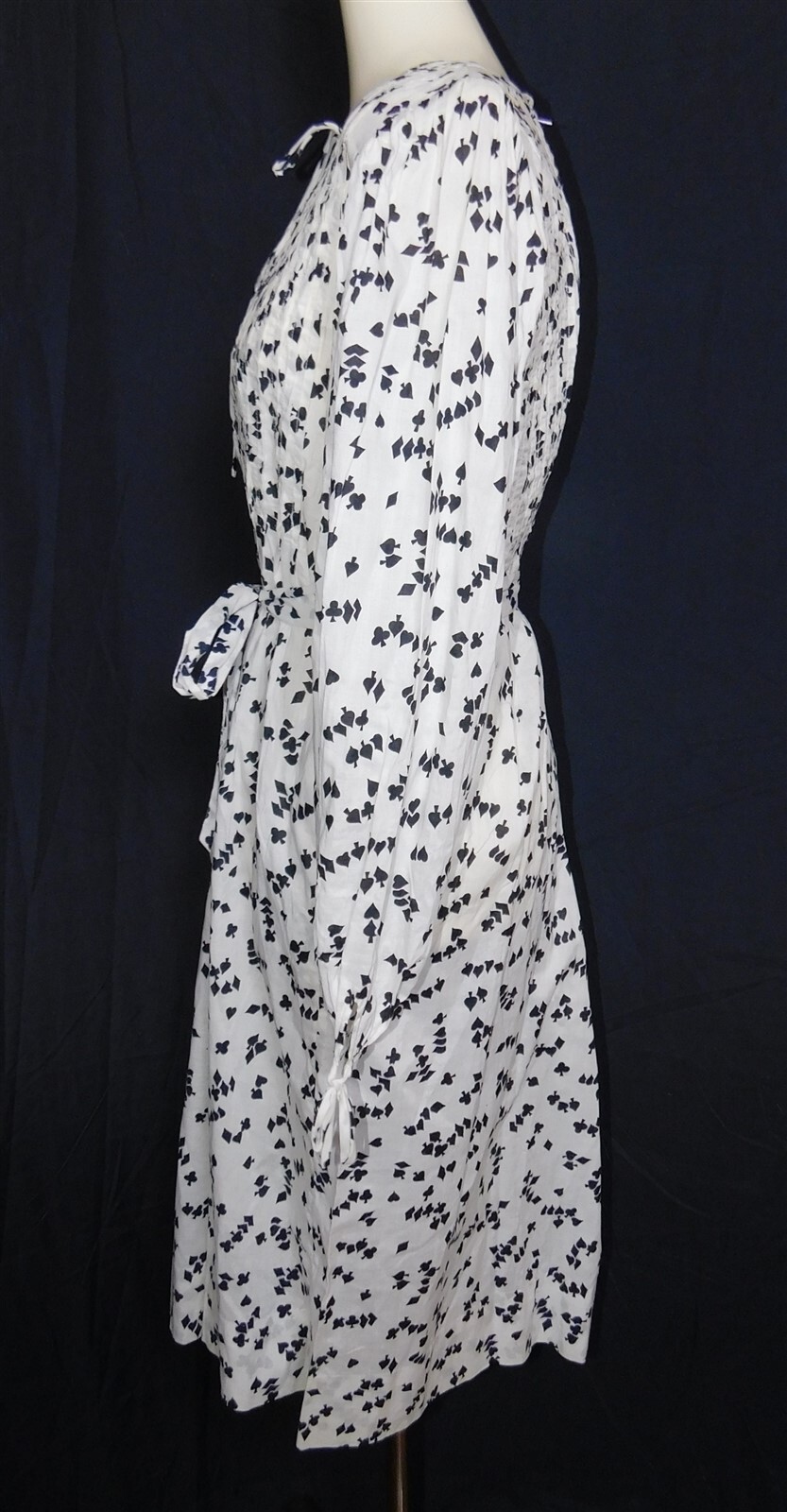 Vtg Stanley Sherman Black White Playing Card Suit Long Sleeve Dress Size 10