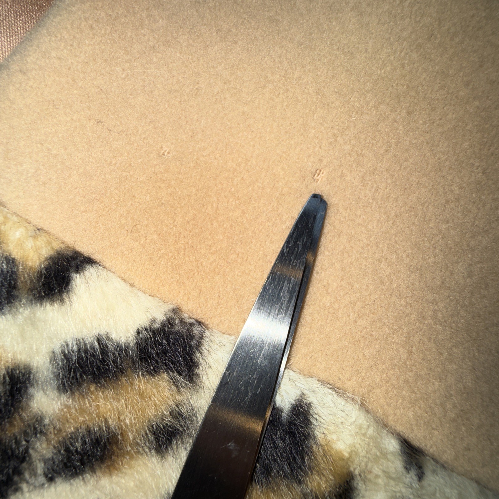 Vintage Camel Cape Faux Cheetah Fur Collar Double Breasted 70s USA Union Made