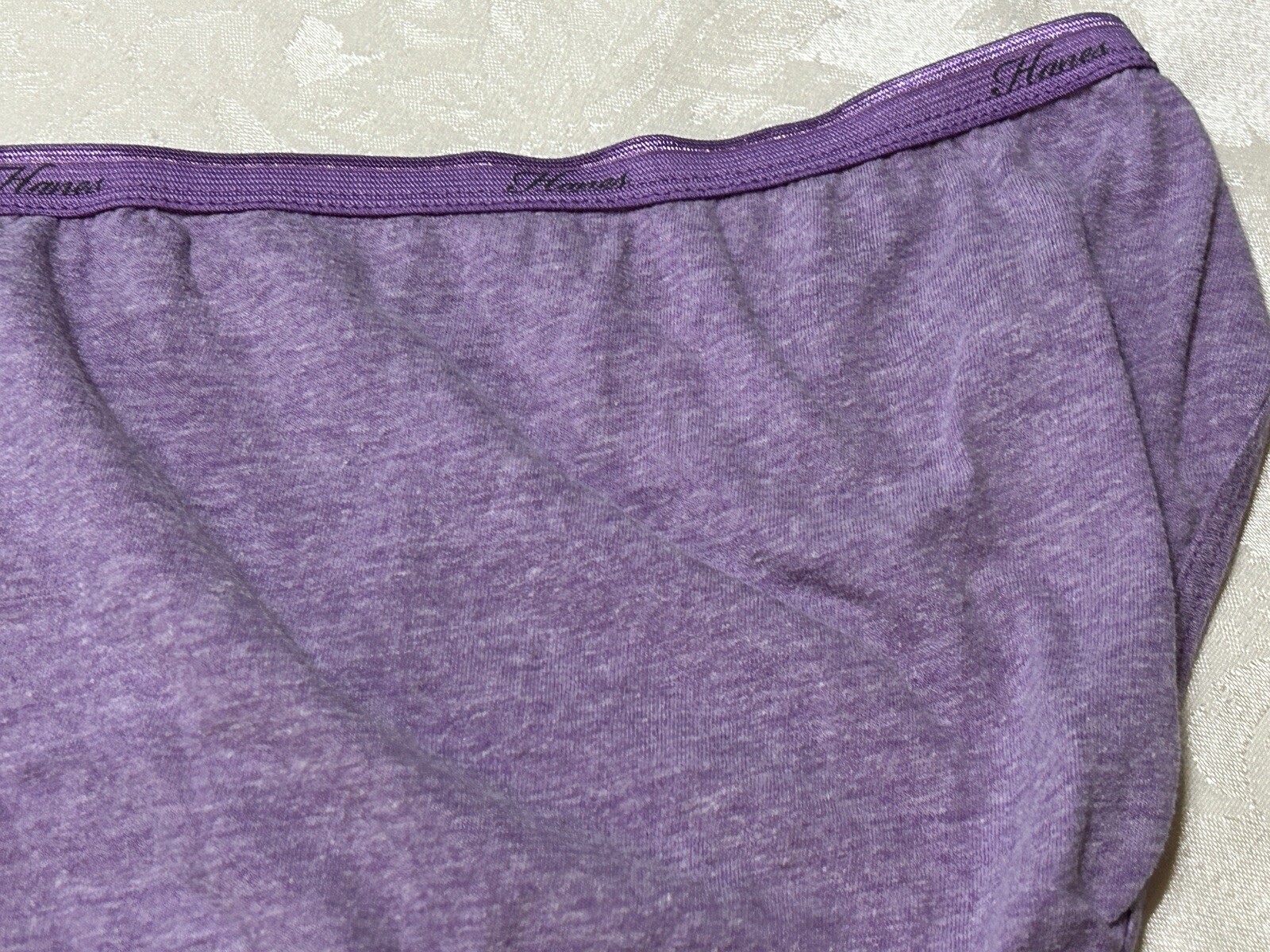 Vtg HANES Cotton Blend Signature Waistband Hi-Cut 8/XL Purple Heather Panties
