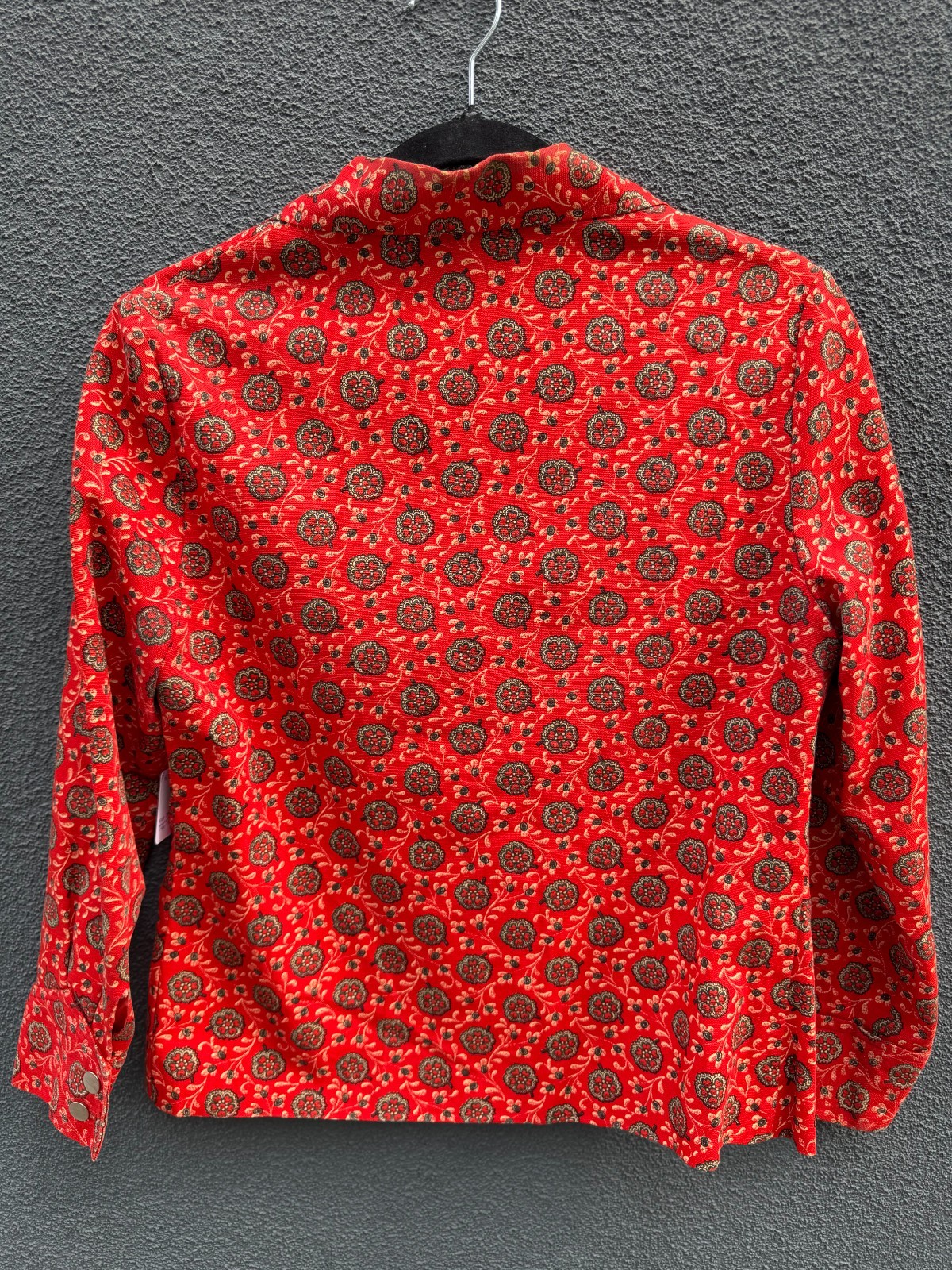Vintage Red Boho Y2K Print Medallion Jacket Womens Regular Medium Cotton Vintage