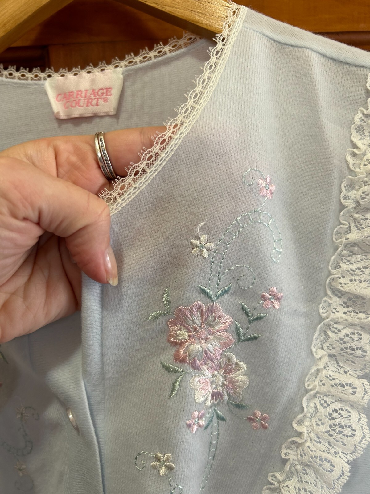 vintage Sears Carriage Court long nightgown blue size M w/ tag