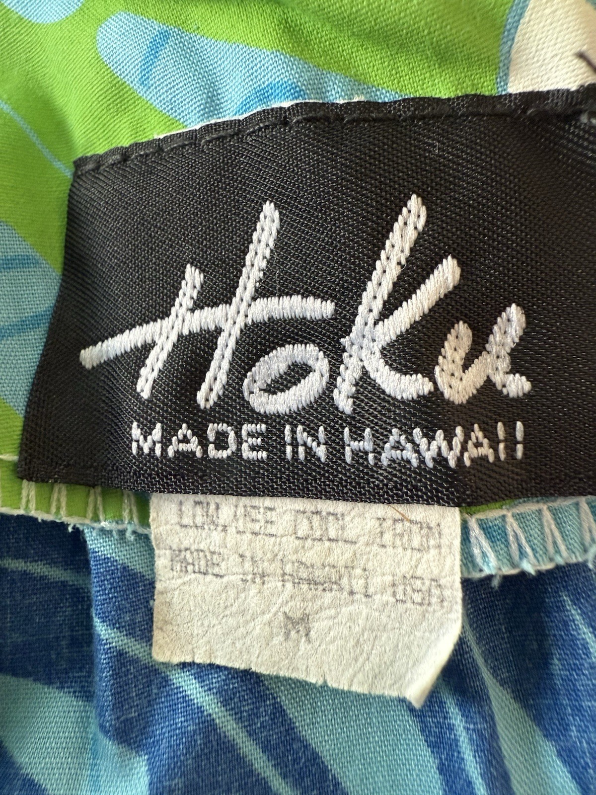 Vintage Hawaiian Mu’u Mu’u Dress Medium Blue Floral Hoku Made In Hawaii Gown